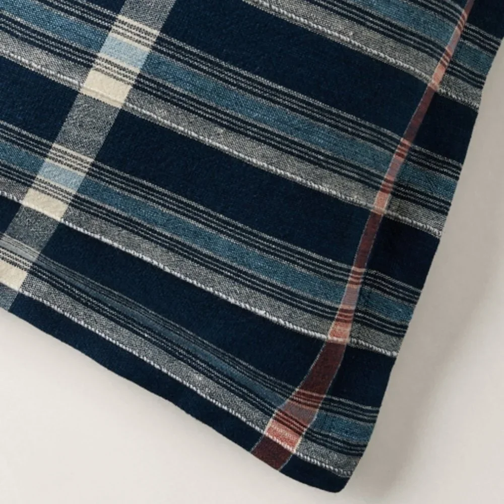 Ralph Lauren Indigo Traveler Rourke Blue Multi Linen Blend Euro Shams Set of 3
